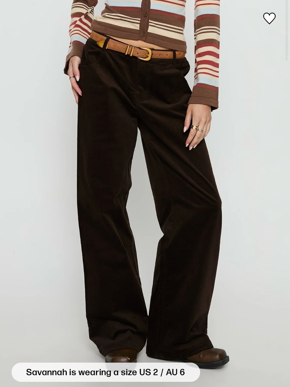 Princess Polly Kenza Wide Leg Corduroy Pant Brown